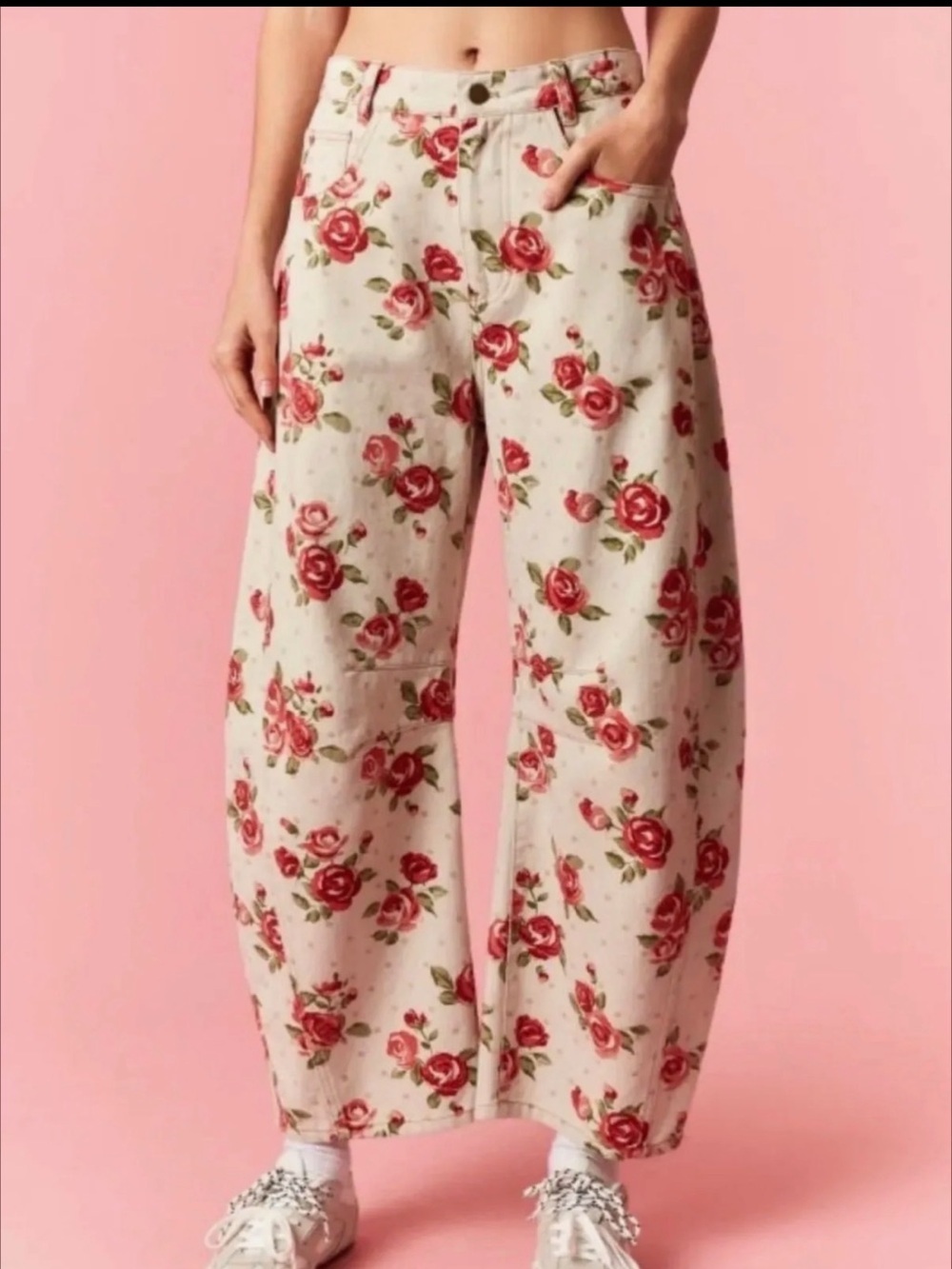 PEACH LOVE FLOWER BARREL JEANS BRAND NEW  MULTIPLE SIZES